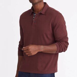 UNTUCKit Wrinkle-Free Damaschino Long Sleeve Polo w/ Contrast Placket Brown XXXL